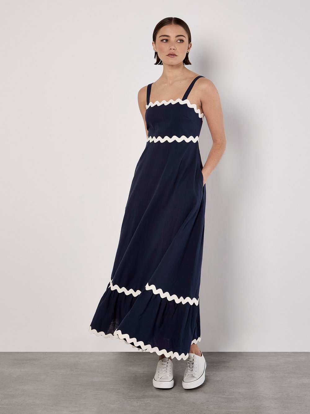 Apricot Maxikleid Damen Baumwolle blau, 38