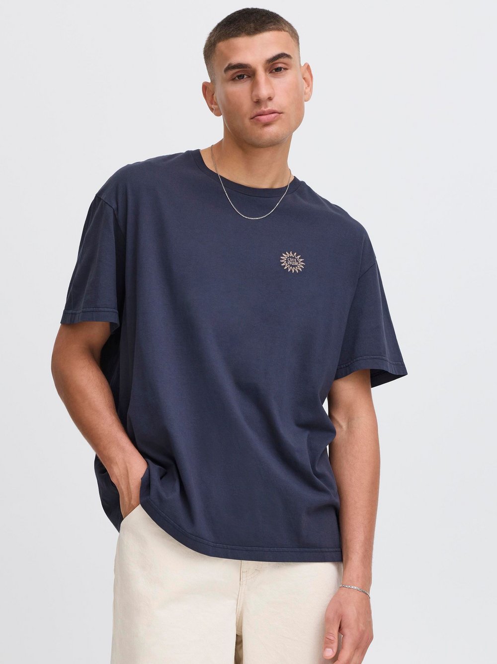Thumbnail - Solid T-Shirt Herren Baumwolle blau bedruckt, L