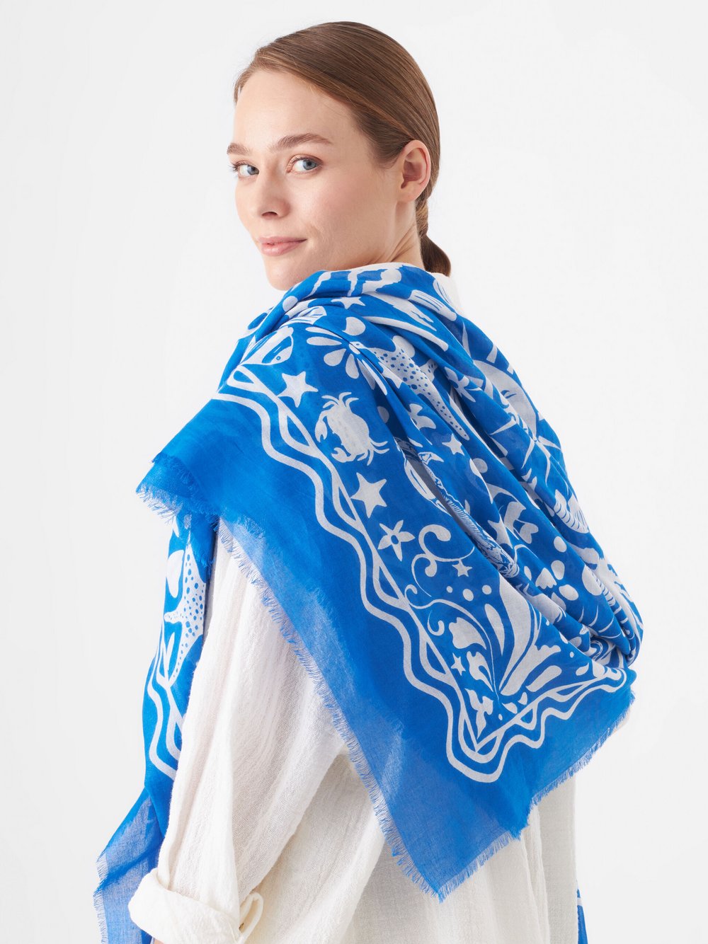 Thumbnail - Codello Tuch Damen Modal blau bedruckt, ONE SIZE