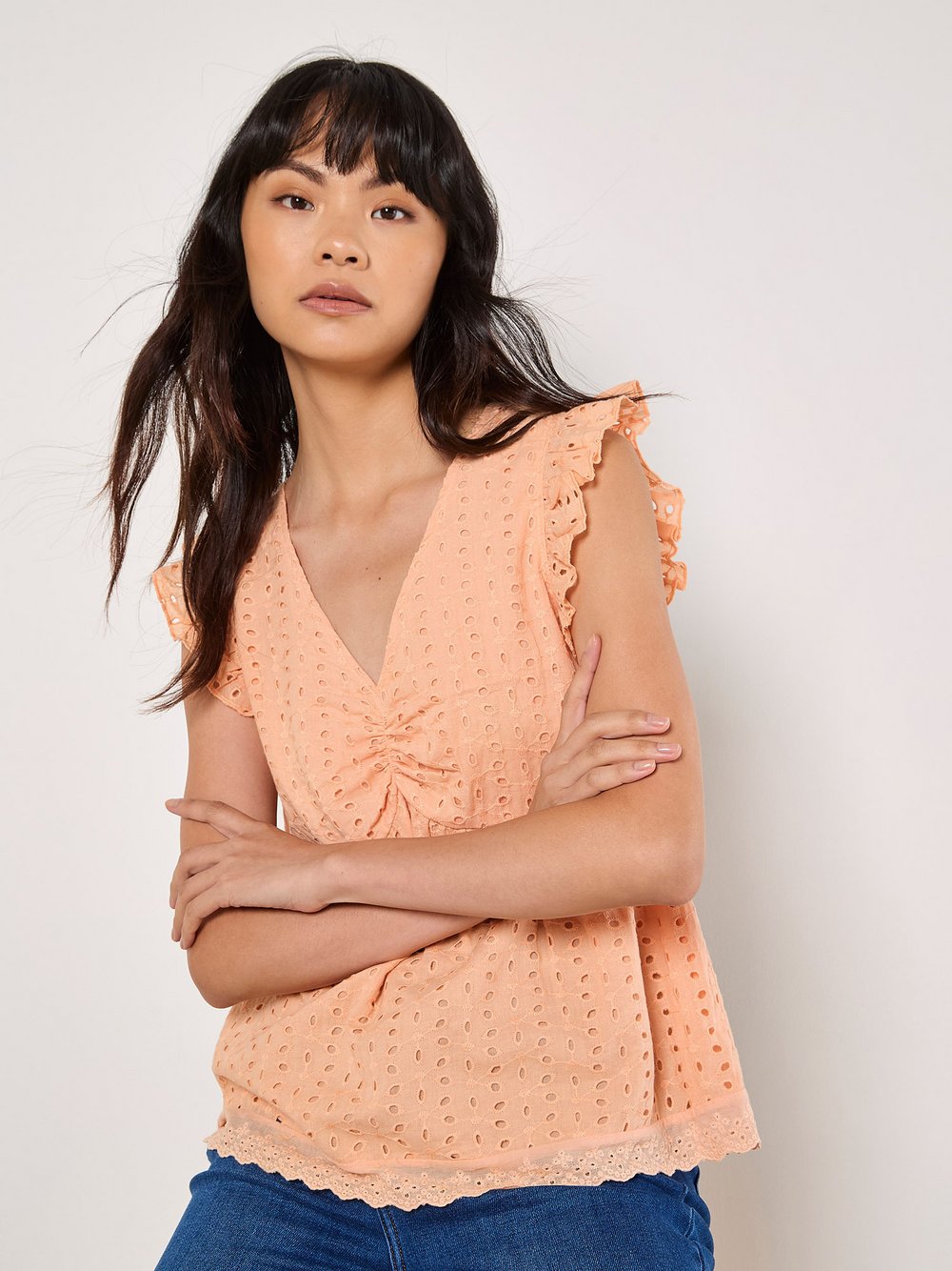 Apricot Bluse Damen Baumwolle orange, 42