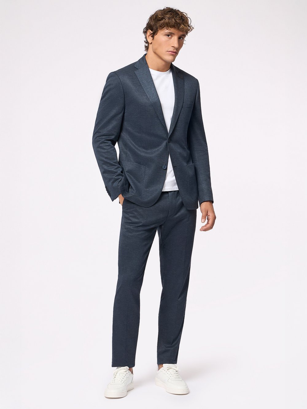 Thumbnail - Roy Robson Anzug Herren Regular Fit Baumwolle blau meliert, 25