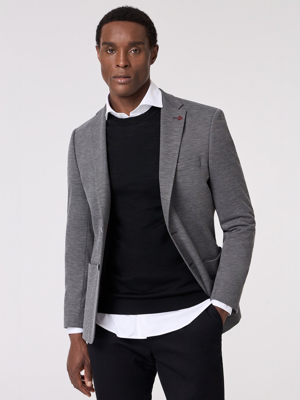 Thumbnail - Roy Robson Sakko Herren Slim Fit grau meliert, 48