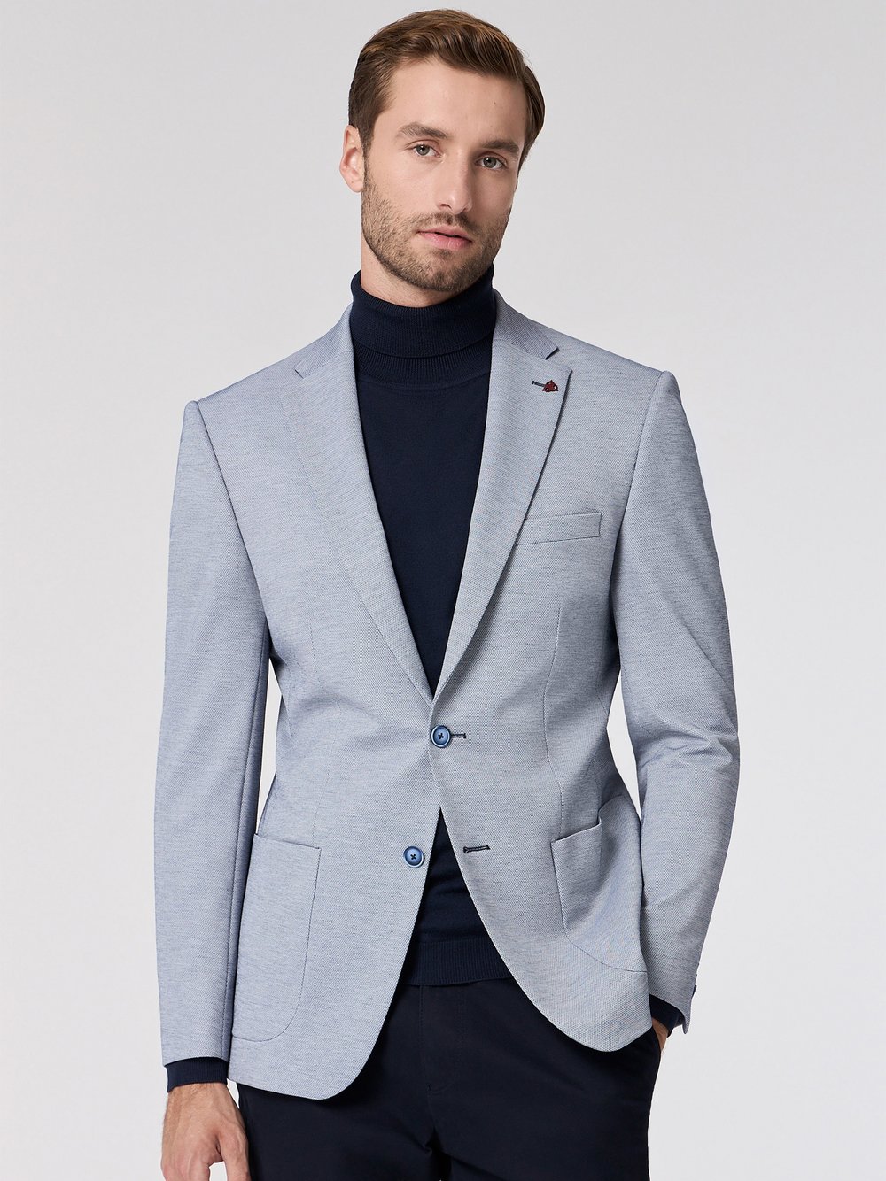 Thumbnail - Roy Robson Sakko Herren Slim Fit blau meliert, 52