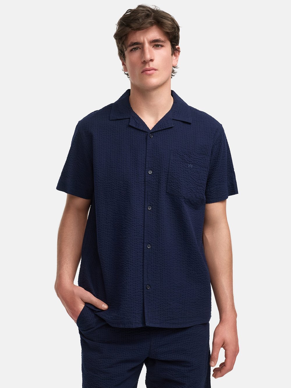 Kronstadt Hemd Kurzarm Herren Regular Fit Baumwolle blau, XL