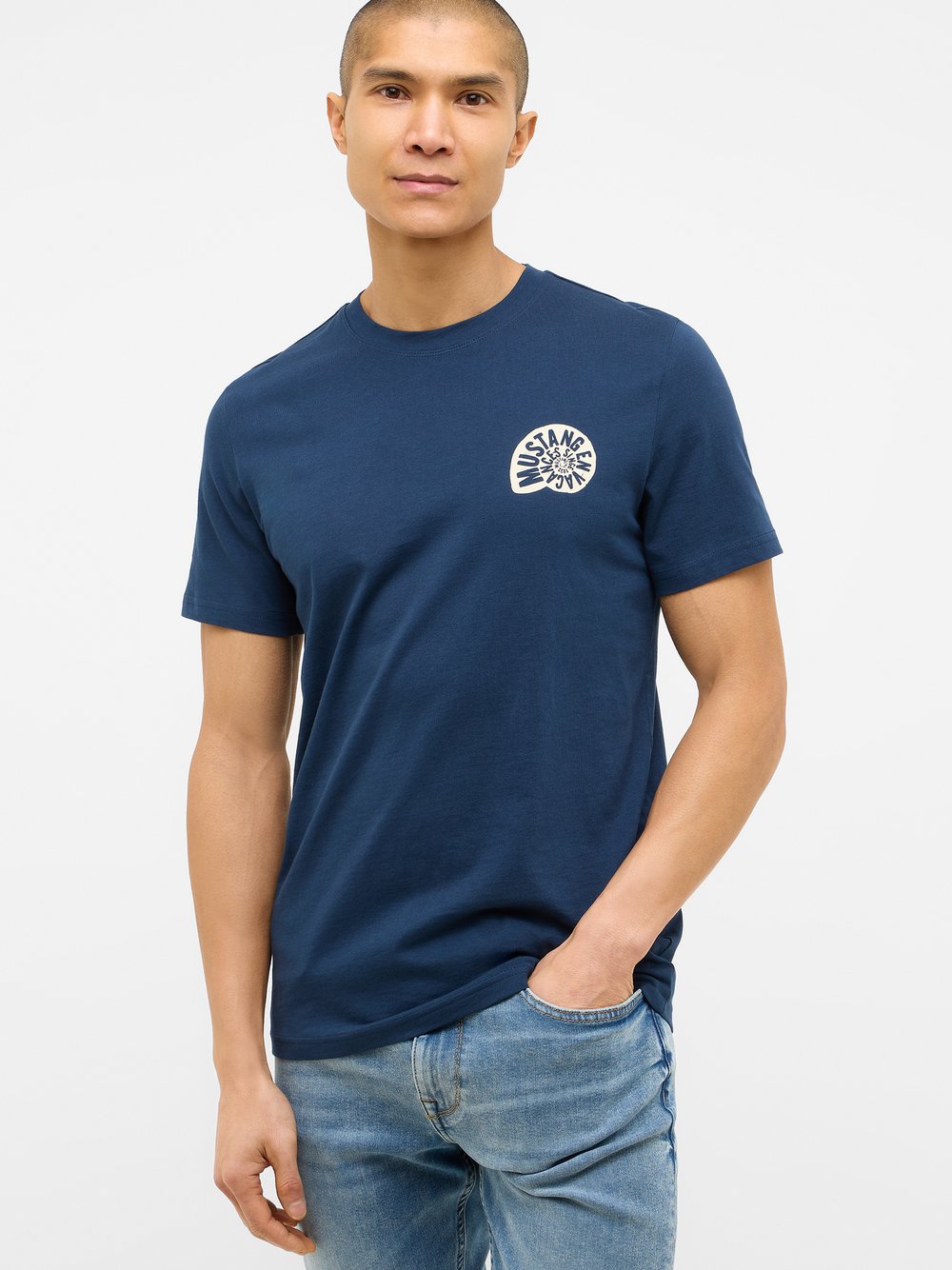 Mustang T-Shirt Herren Baumwolle blau, M