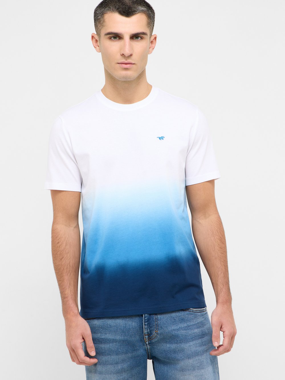 Mustang T-Shirt Herren Baumwolle blau bedruckt, XXXL