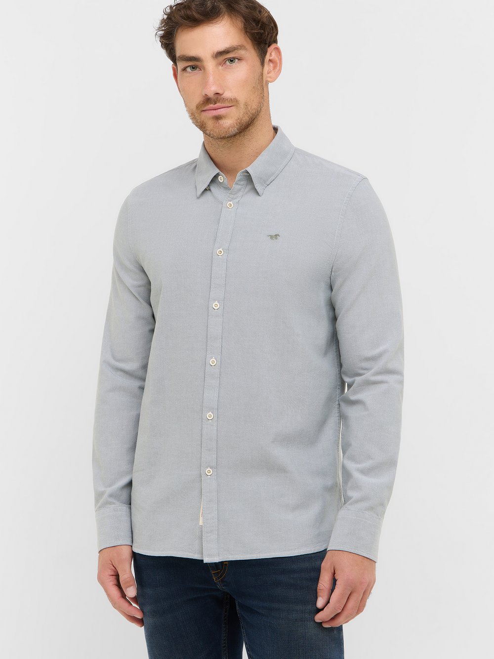 Mustang Hemd Herren Slim Fit Baumwolle grün, L