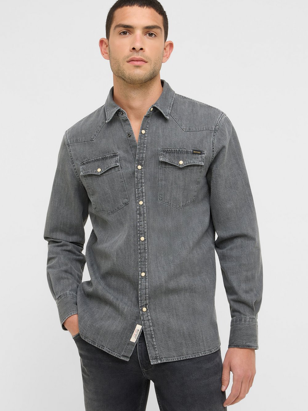 Mustang Hemd Herren Regular Fit Baumwolle grau, XXXL