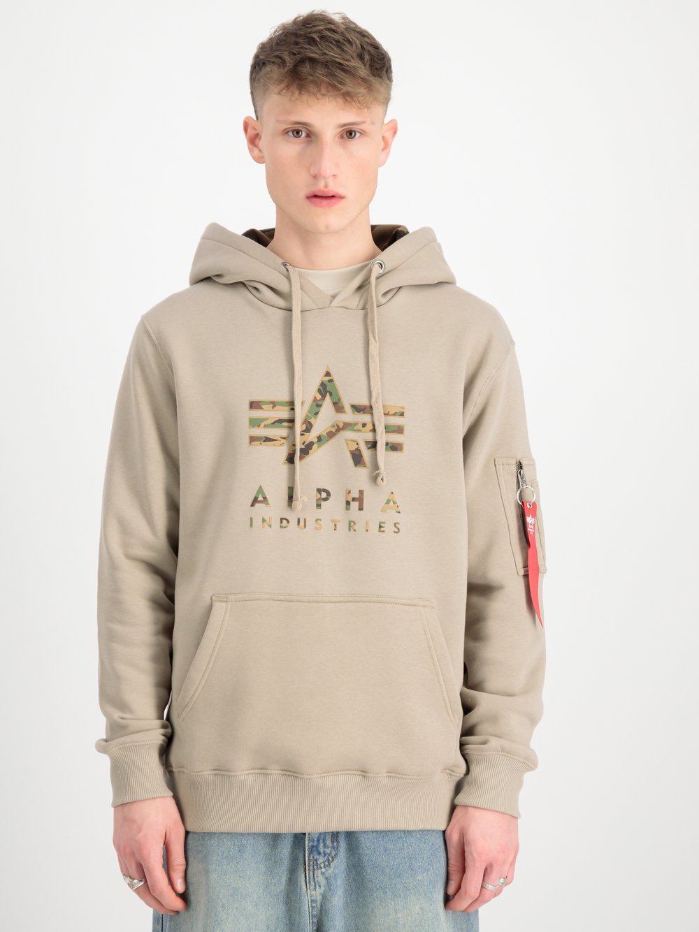 Thumbnail - Alpha Industries Kapuzensweatshirt Herren Baumwolle beige bedruckt, XXXL