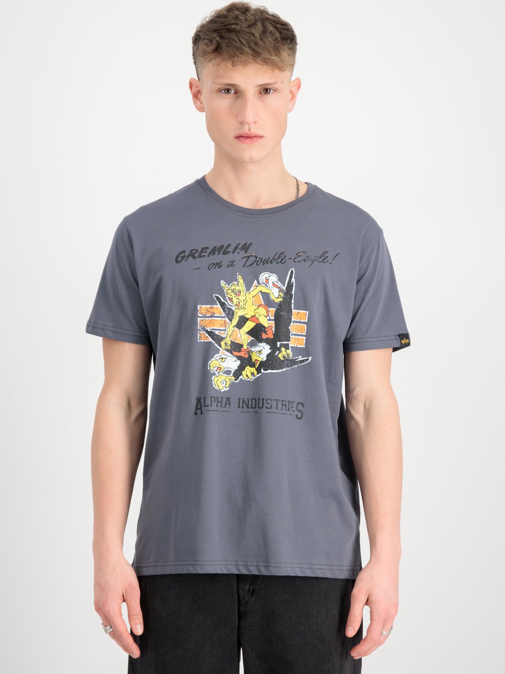 Alpha Industries T-Shirt Herren Baumwolle grau bedruckt, L