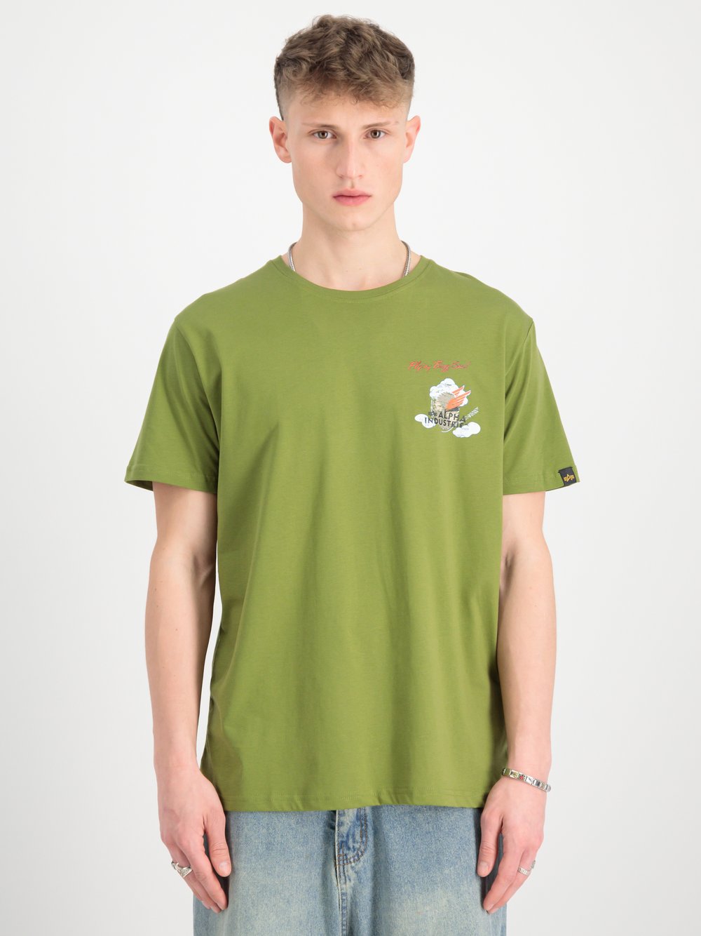 Thumbnail - Alpha Industries T-Shirt Herren Baumwolle grün bedruckt, L
