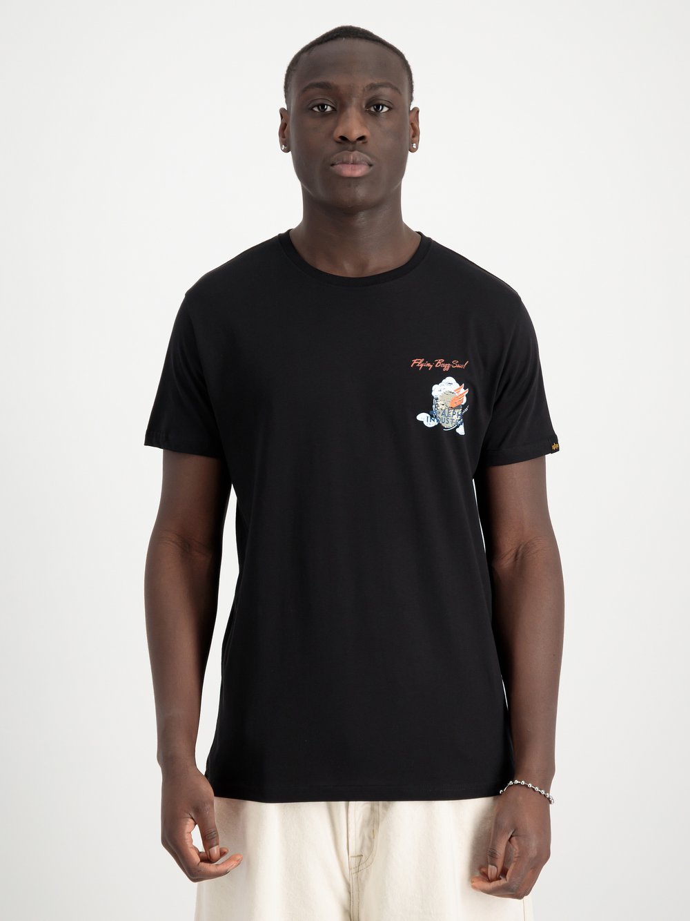 Alpha Industries T-Shirt Herren Baumwolle schwarz bedruckt, L