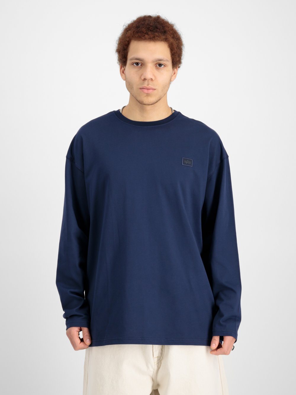 Alpha Industries Langarmshirt Herren Baumwolle blau, M