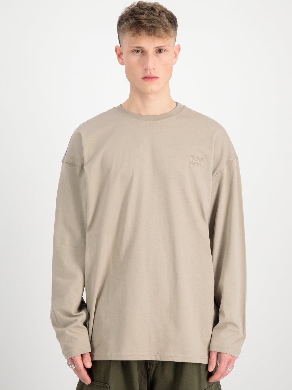 Alpha Industries Langarmshirt Herren Baumwolle beige, XXL