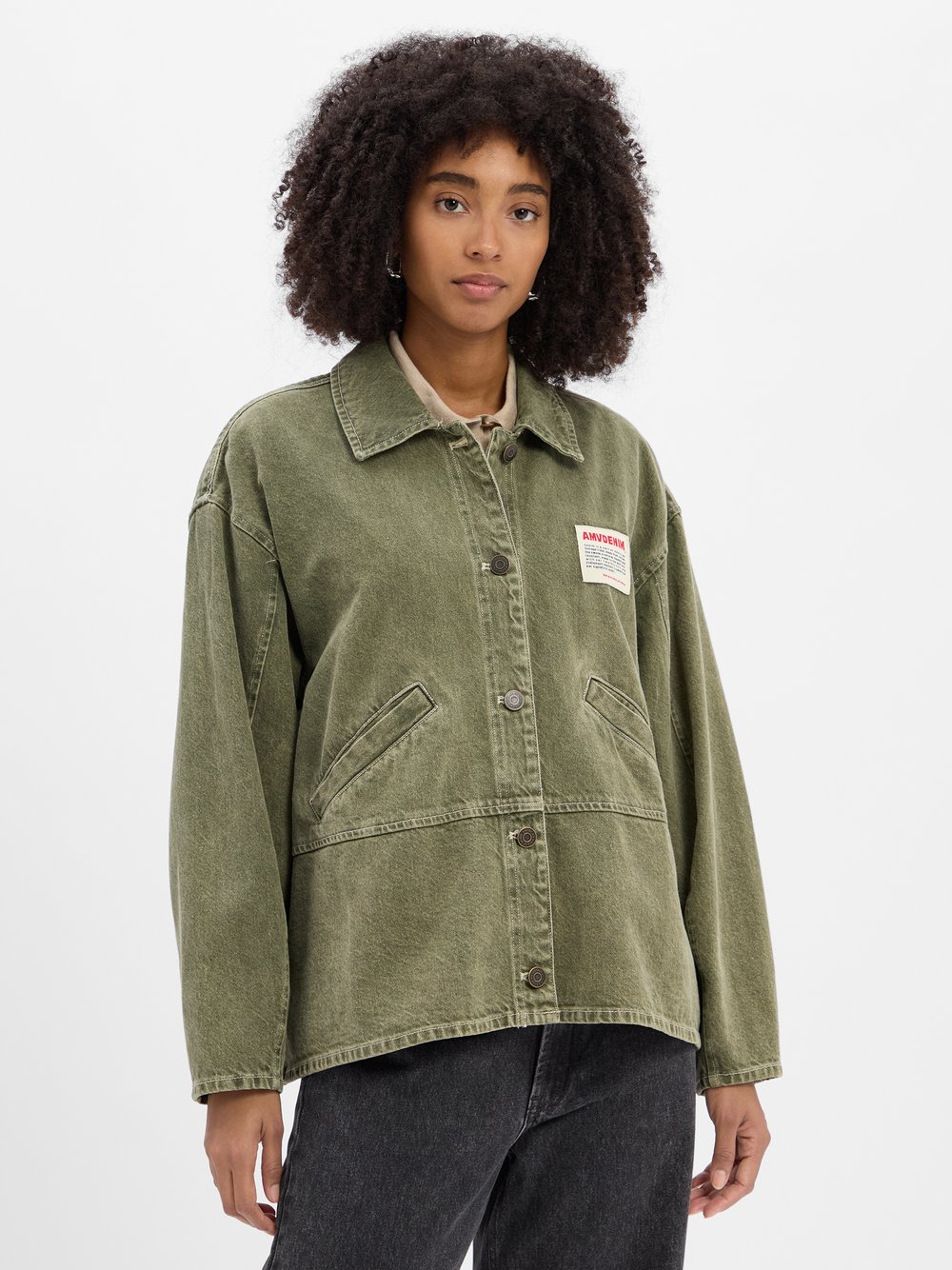 american vintage Jeansjacke Damen grün, M/L
