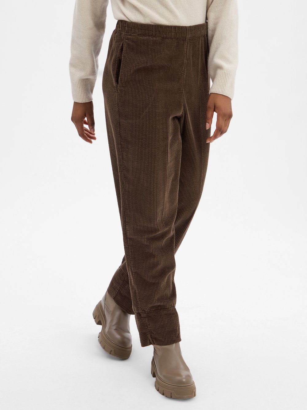 american vintage Hose Damen Baumwolle braun, XS