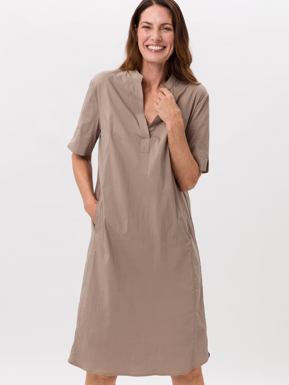 Frank Walder Blusenkleid Damen Baumwolle braun, 42