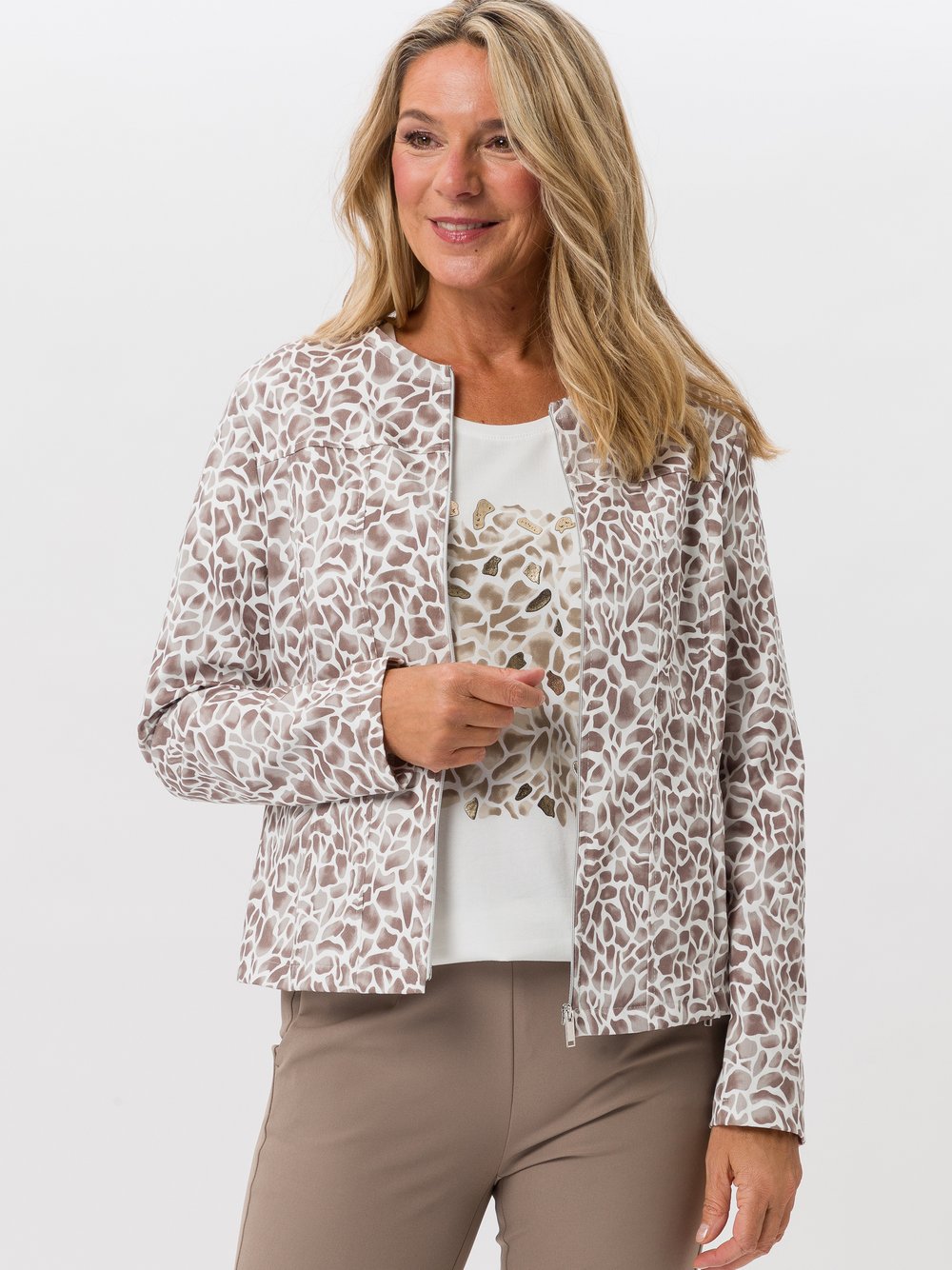 Frank Walder Blazer Damen Baumwolle mehrfarbig bedruckt, 46