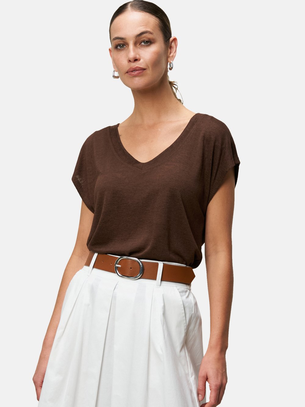 zero Sommer-T-Shirt Damen Viskose braun, 36
