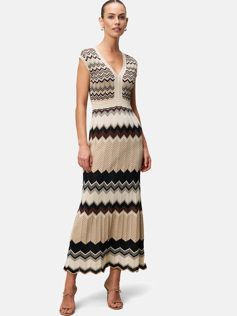 zero Strickkleid Damen Viskose beige gemustert, 36