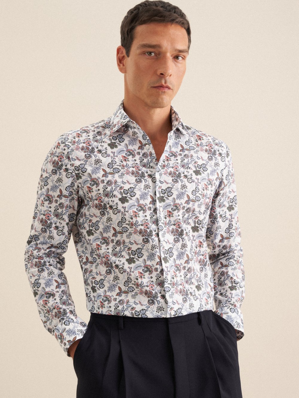 Thumbnail - Seidensticker Business Hemd Herren Slim Fit Baumwolle orange bedruckt, 41