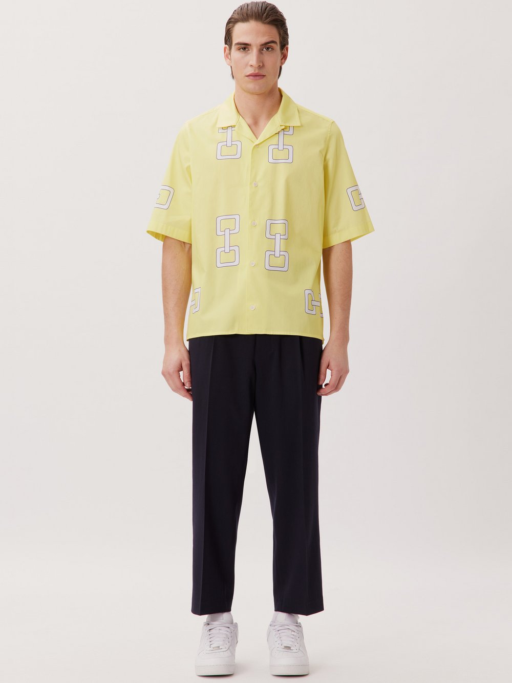 Studio Seidensticker Casual Hemd Herren Regular Fit Baumwolle gelb bedruckt, L