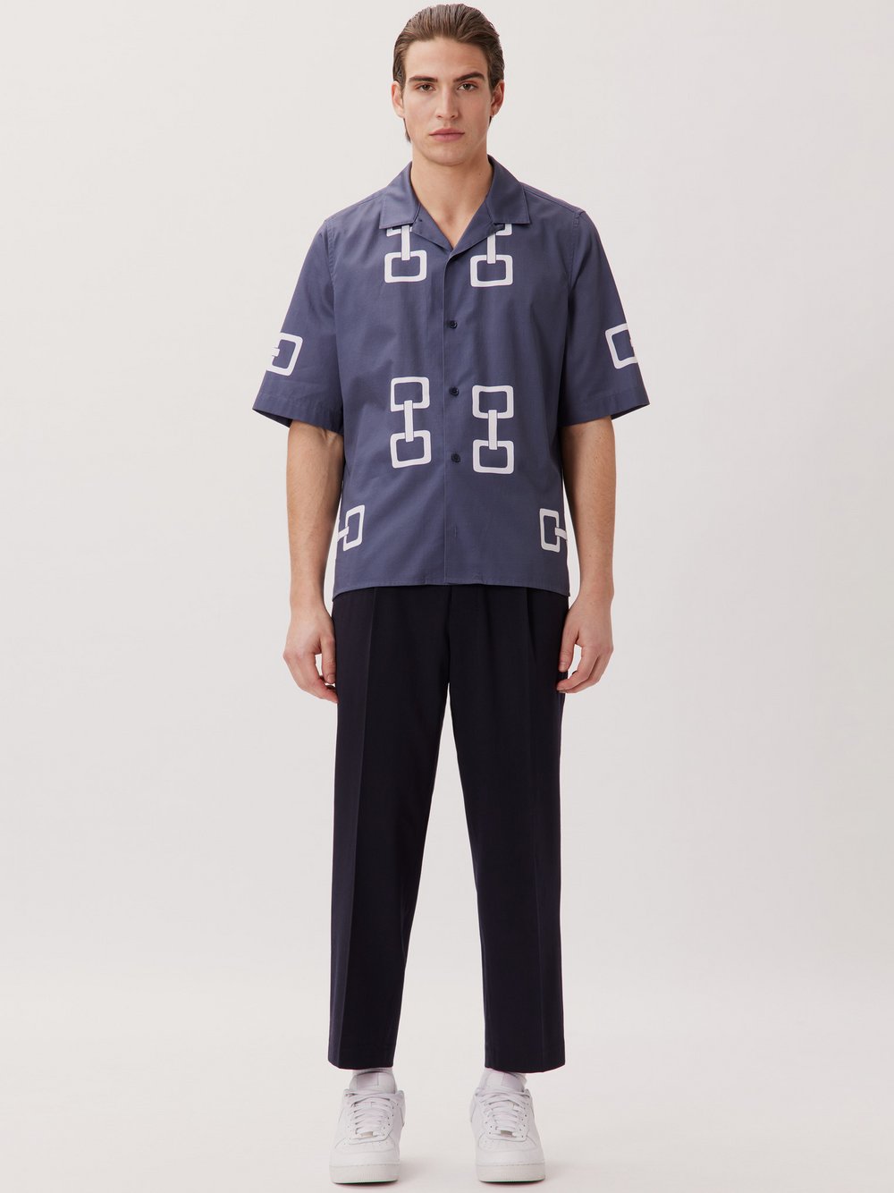 Studio Seidensticker Casual Hemd Herren Regular Fit Baumwolle grau bedruckt, L