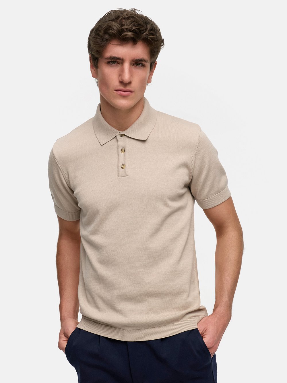 Kronstadt Poloshirt Herren Baumwolle beige, S