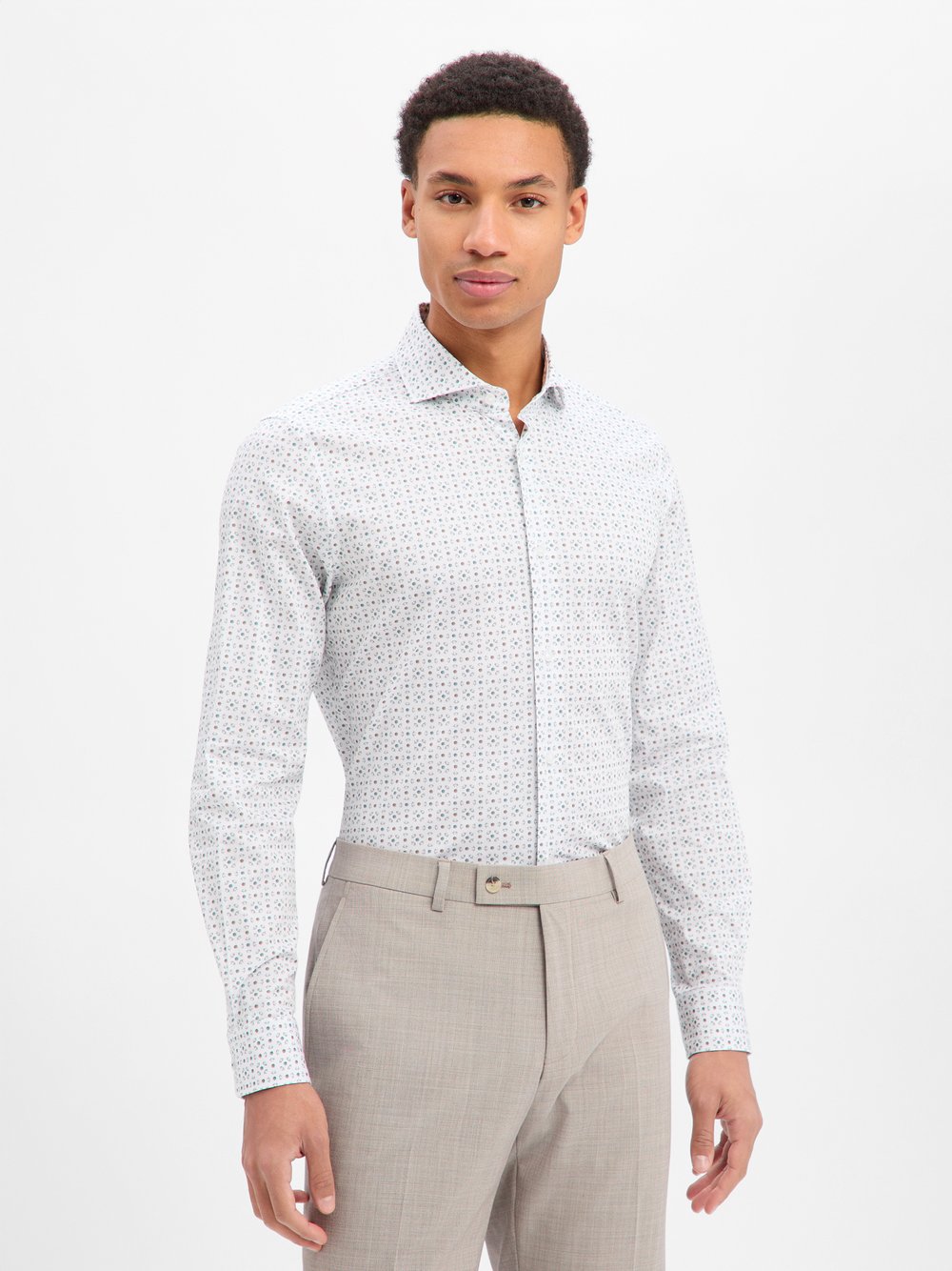 JOOP! Hemd Herren Slim Fit Baumwolle mehrfarbig gemustert, 39