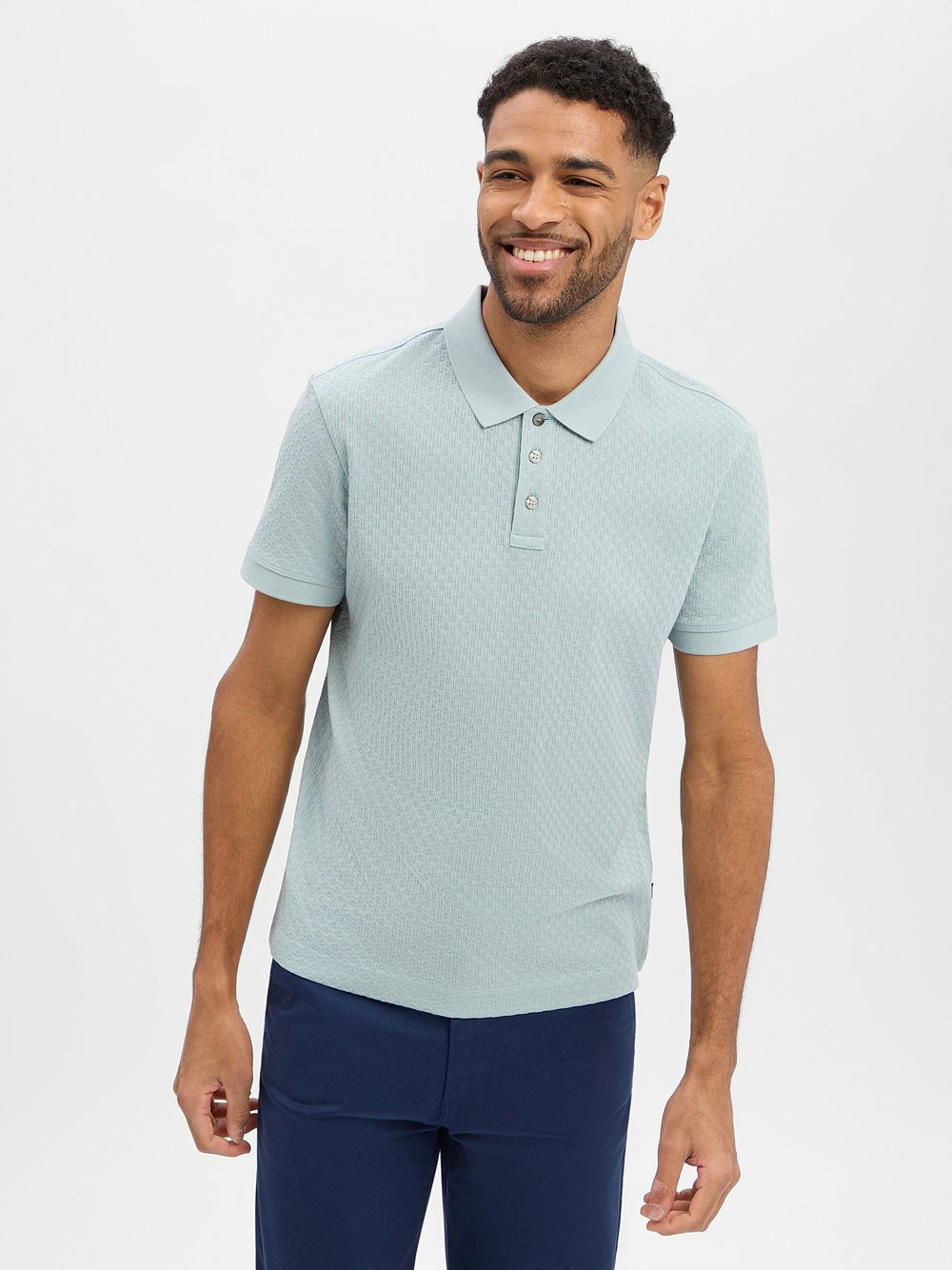 JOOP! Poloshirt Herren Baumwolle grün strukturiert, XXL