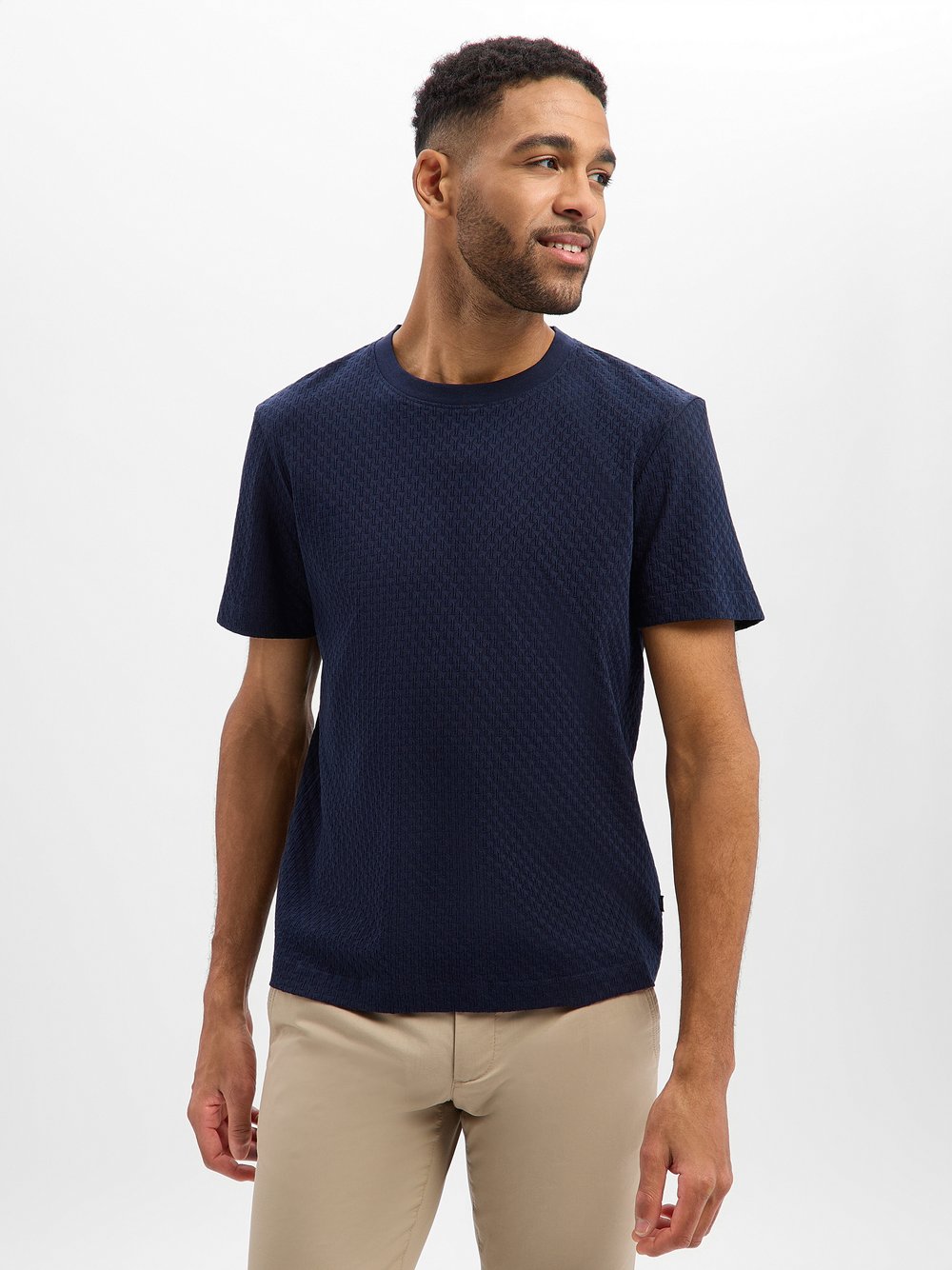 JOOP! T-Shirt Herren Baumwolle blau strukturiert, L