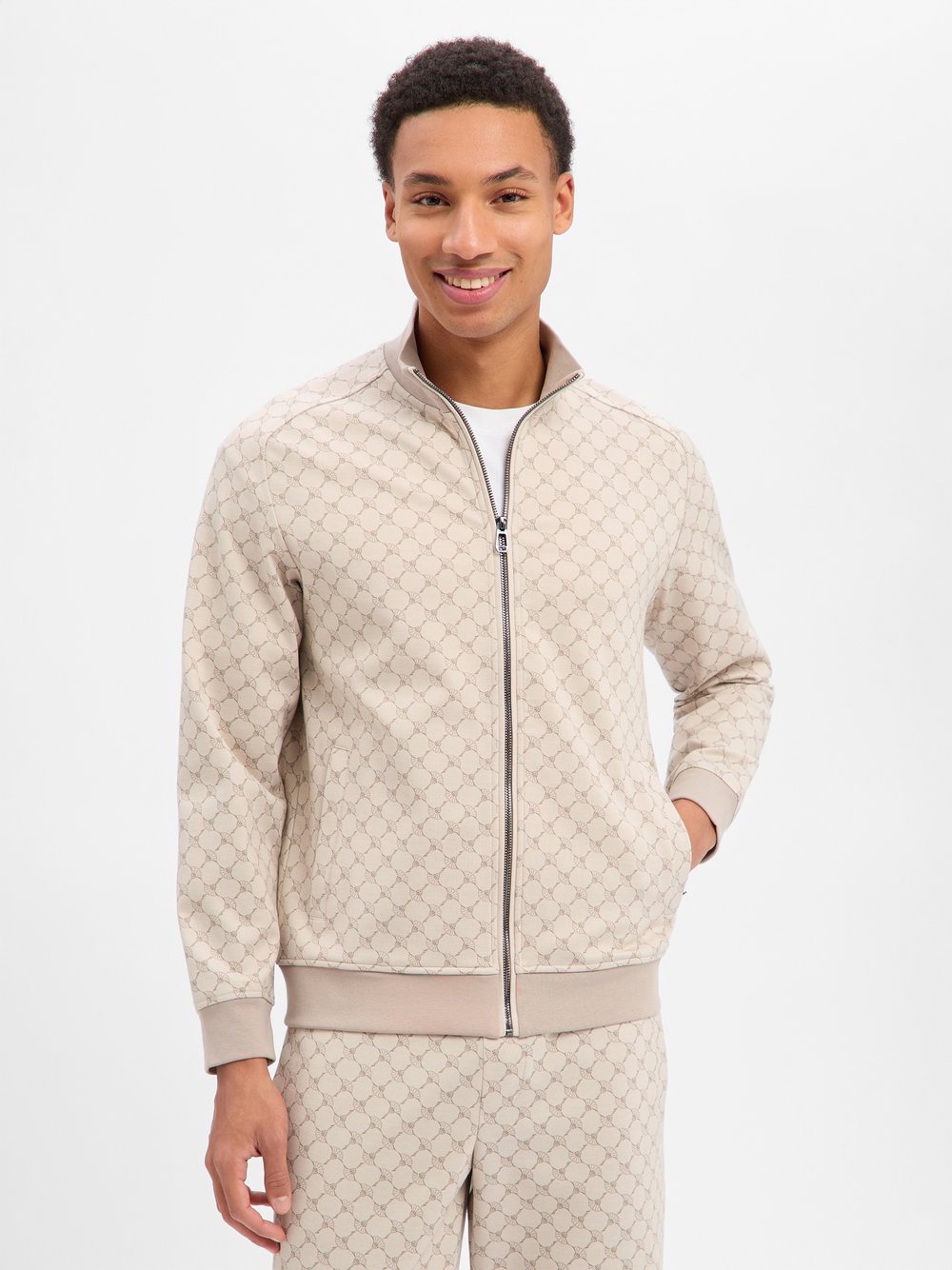 JOOP! Sweatjacke Herren beige gemustert, M