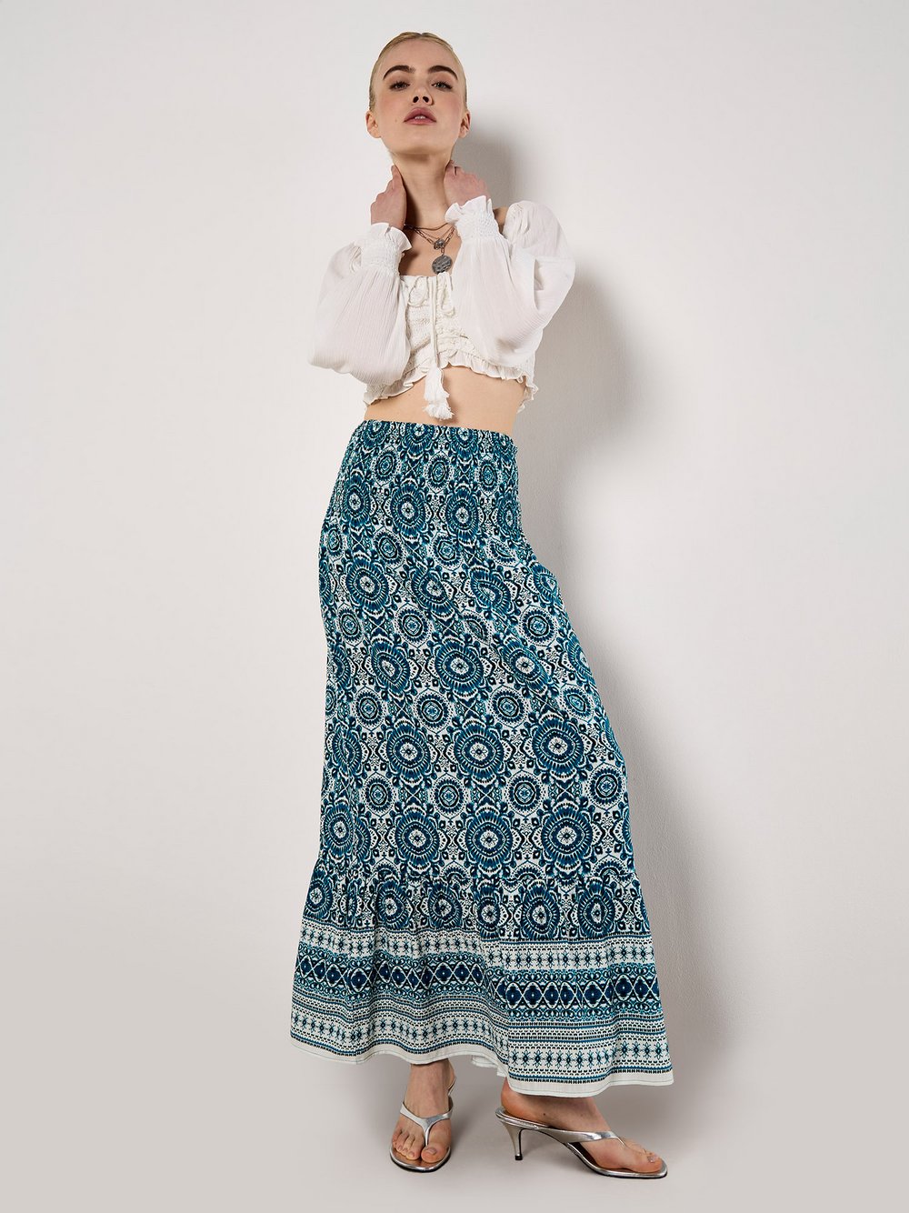 Apricot Rock Damen Viskose blau bedruckt, 36