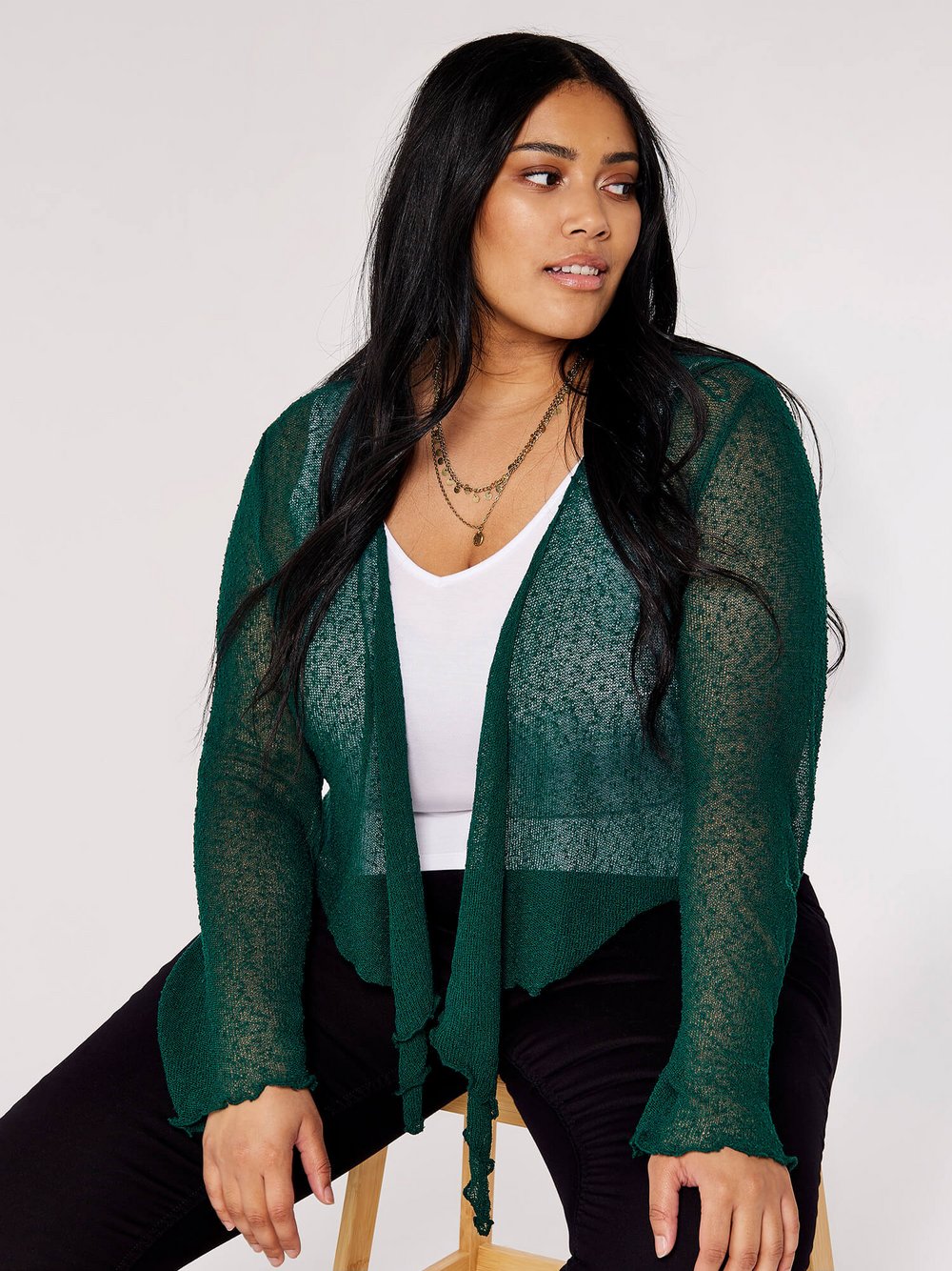 Thumbnail - Apricot Bluse Damen grün strukturiert, 50