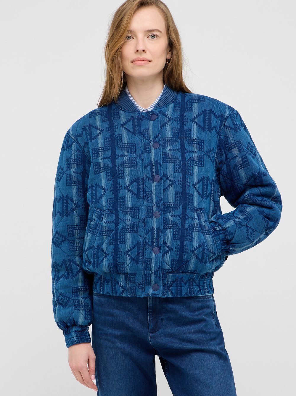 Mustang Blouson Damen Baumwolle blau gemustert, M