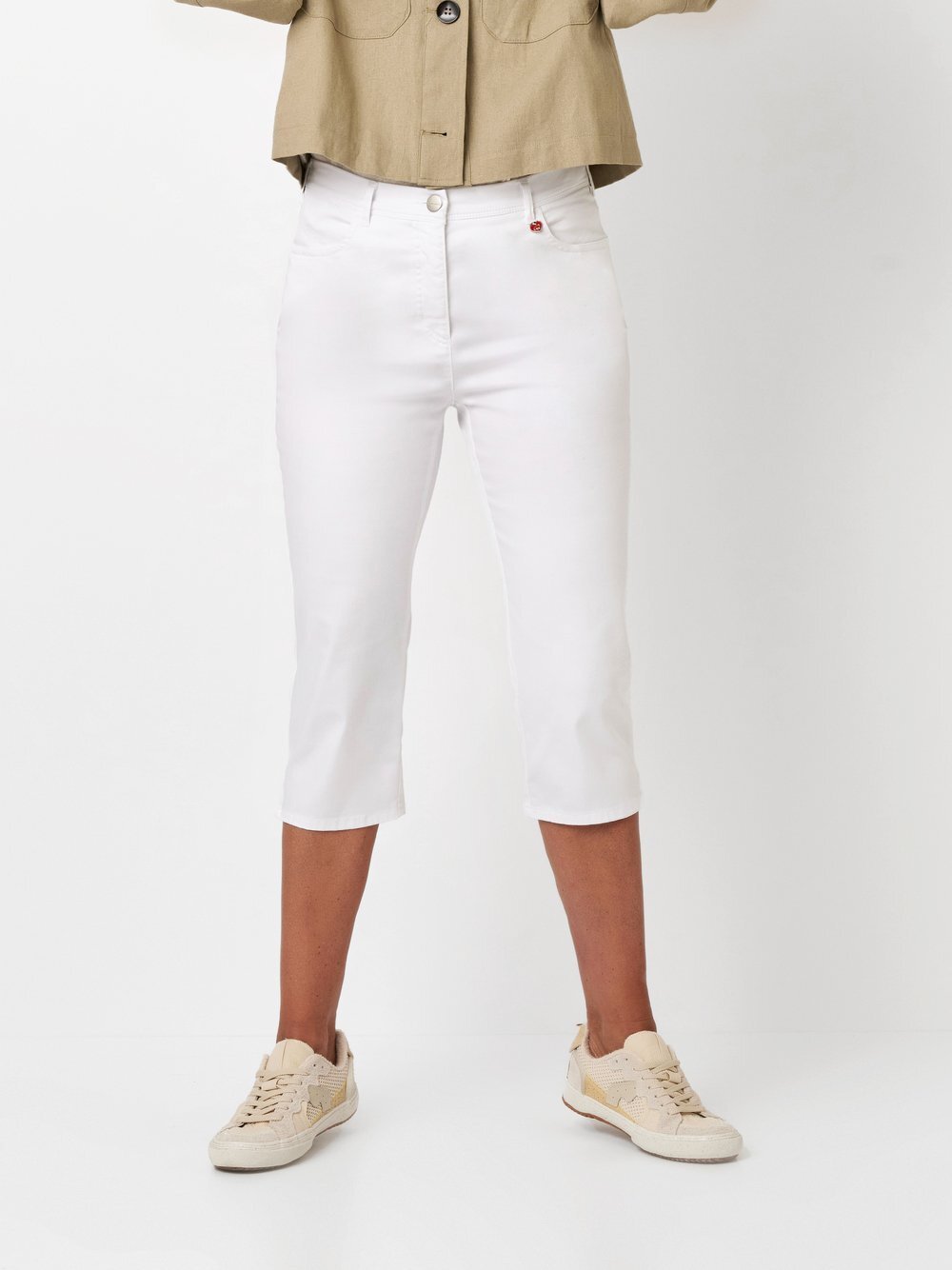 Relaxed Jeans Damen Baumwolle weiß, 50
