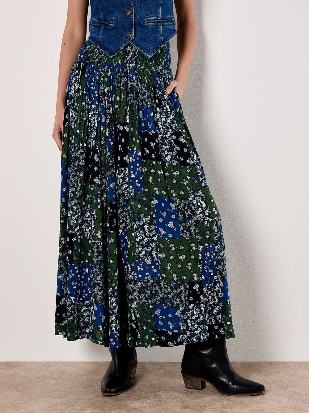 Apricot Hose Damen Viskose blau gemustert, 38