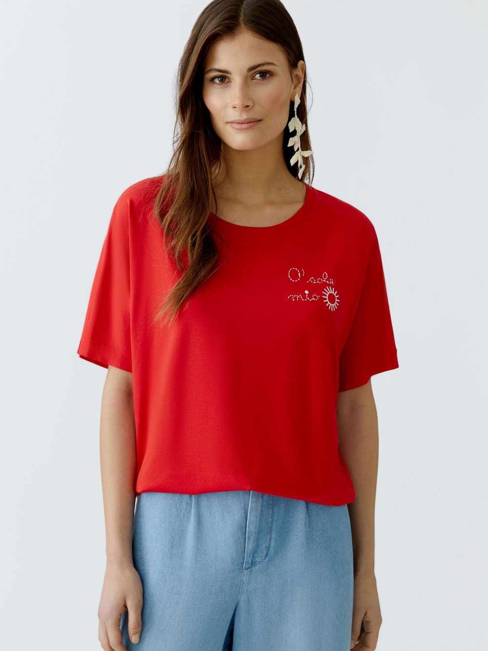 Thumbnail - Oui T-Shirt Damen Baumwolle rot, 34