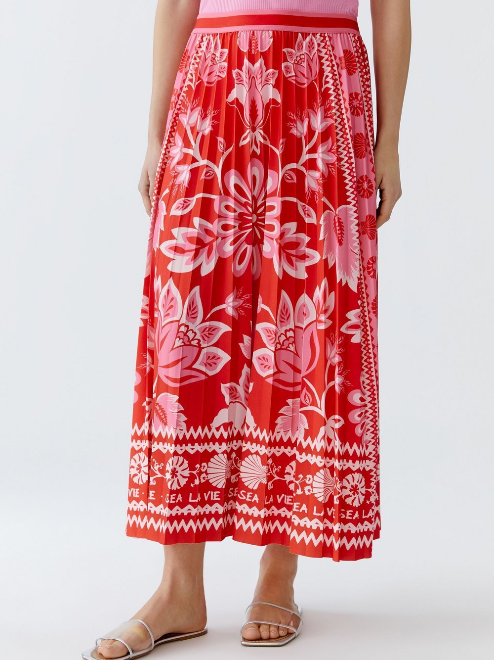 Thumbnail - Oui Plisseerock Damen rot bedruckt, 46