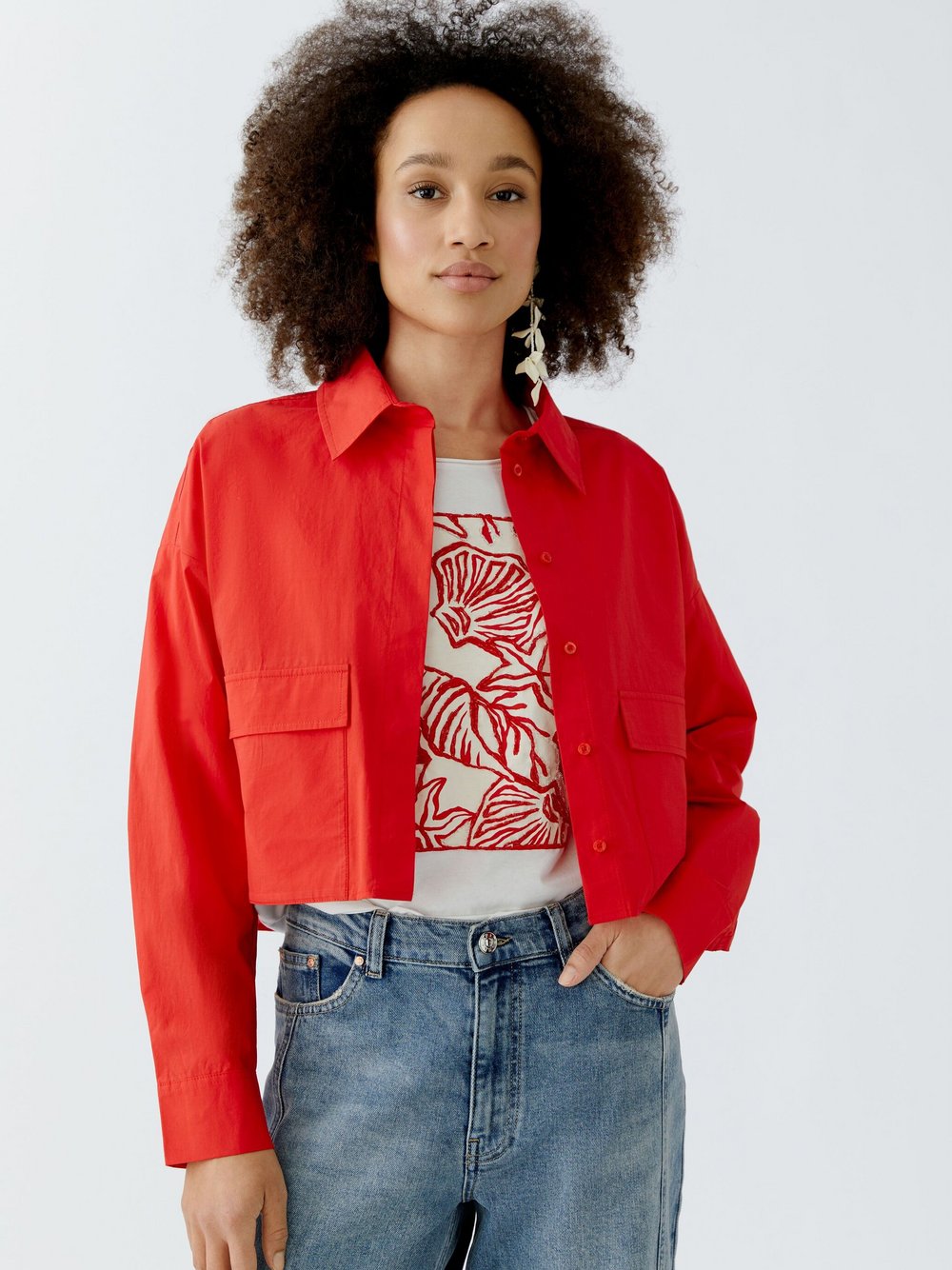 Thumbnail - Oui Bluse Damen Baumwolle rot, 40