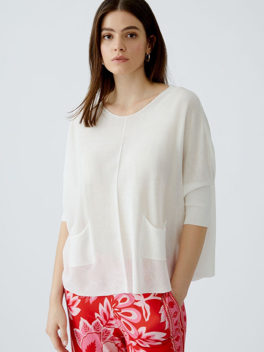 Thumbnail - Oui Pullover Damen Viskose weiß, 42