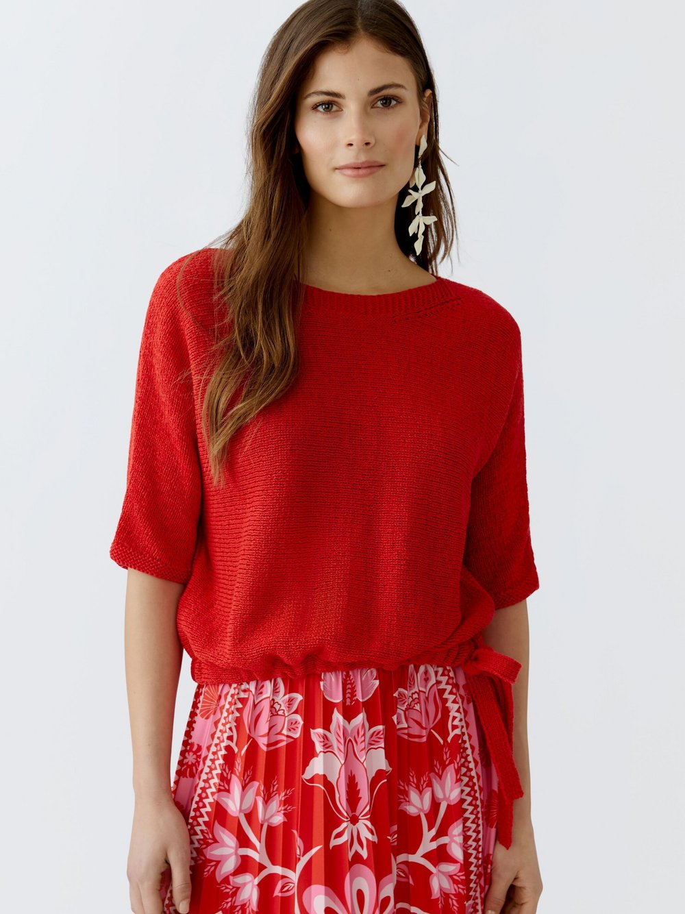 Oui Pullover Damen Baumwolle rot, 40