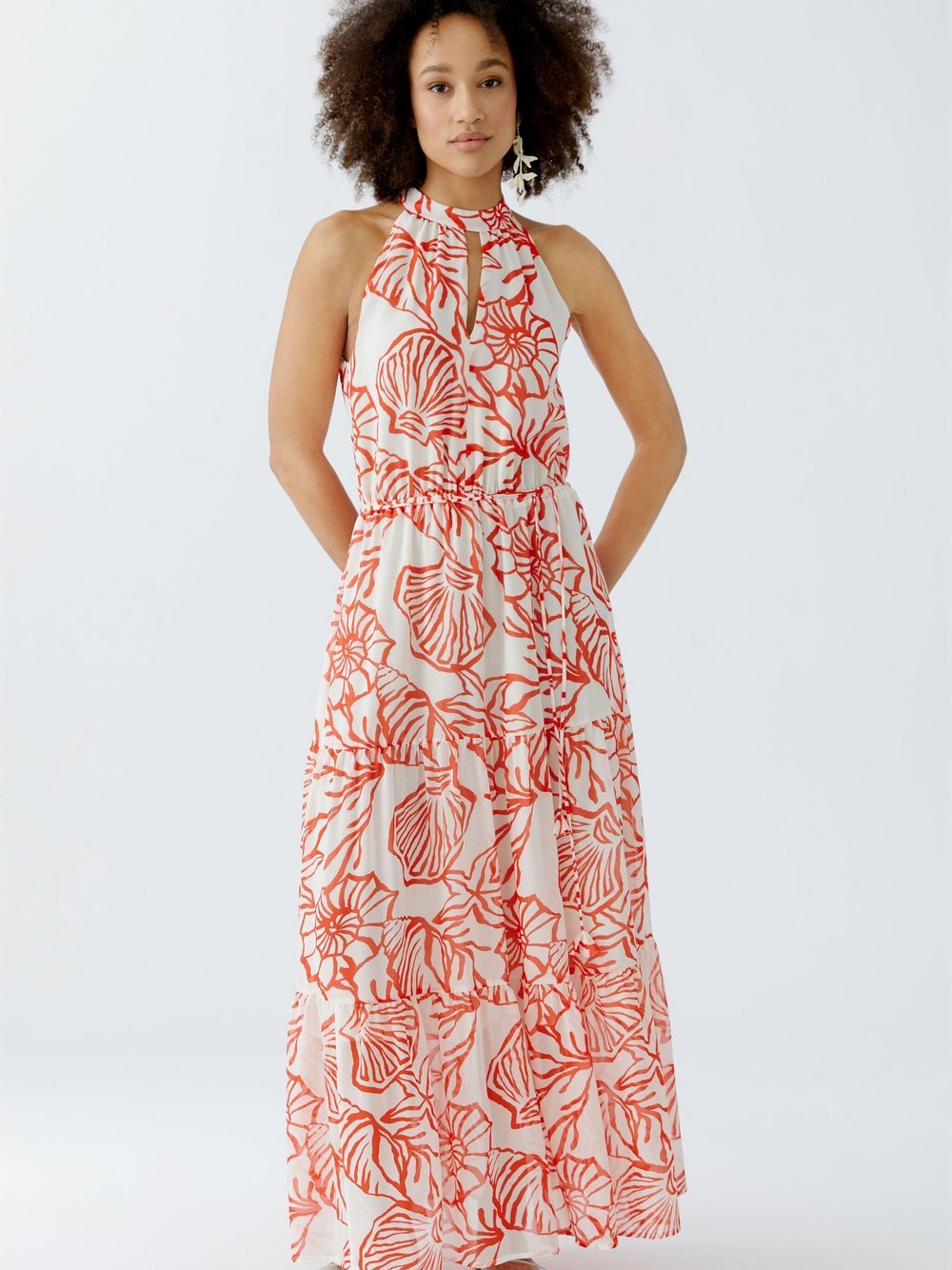 Thumbnail - Oui Maxikleid Damen rot gemustert, 42