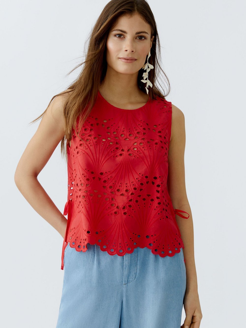 Thumbnail - Oui Top Damen Baumwolle rot, 40