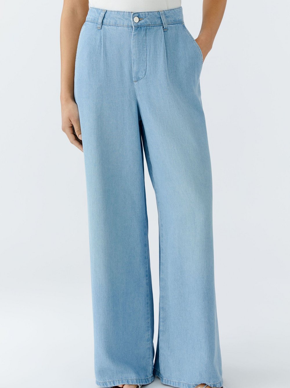 Thumbnail - Oui Bundfaltenhose Damen Lyocell blau, 38