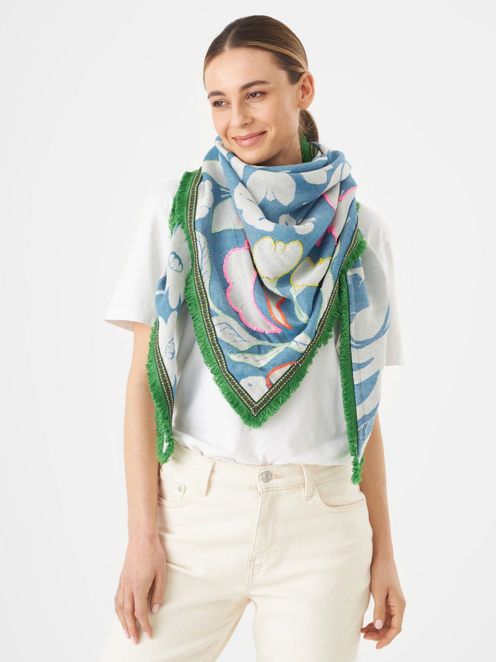 Codello Tuch Damen Baumwolle blau gemustert, ONE SIZE