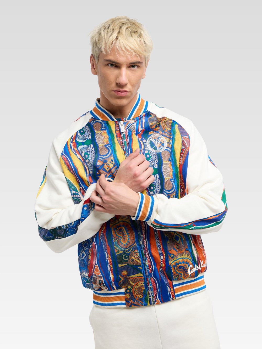 Thumbnail - Carlo Colucci Sweatjacke Herren weiß gemustert, XL