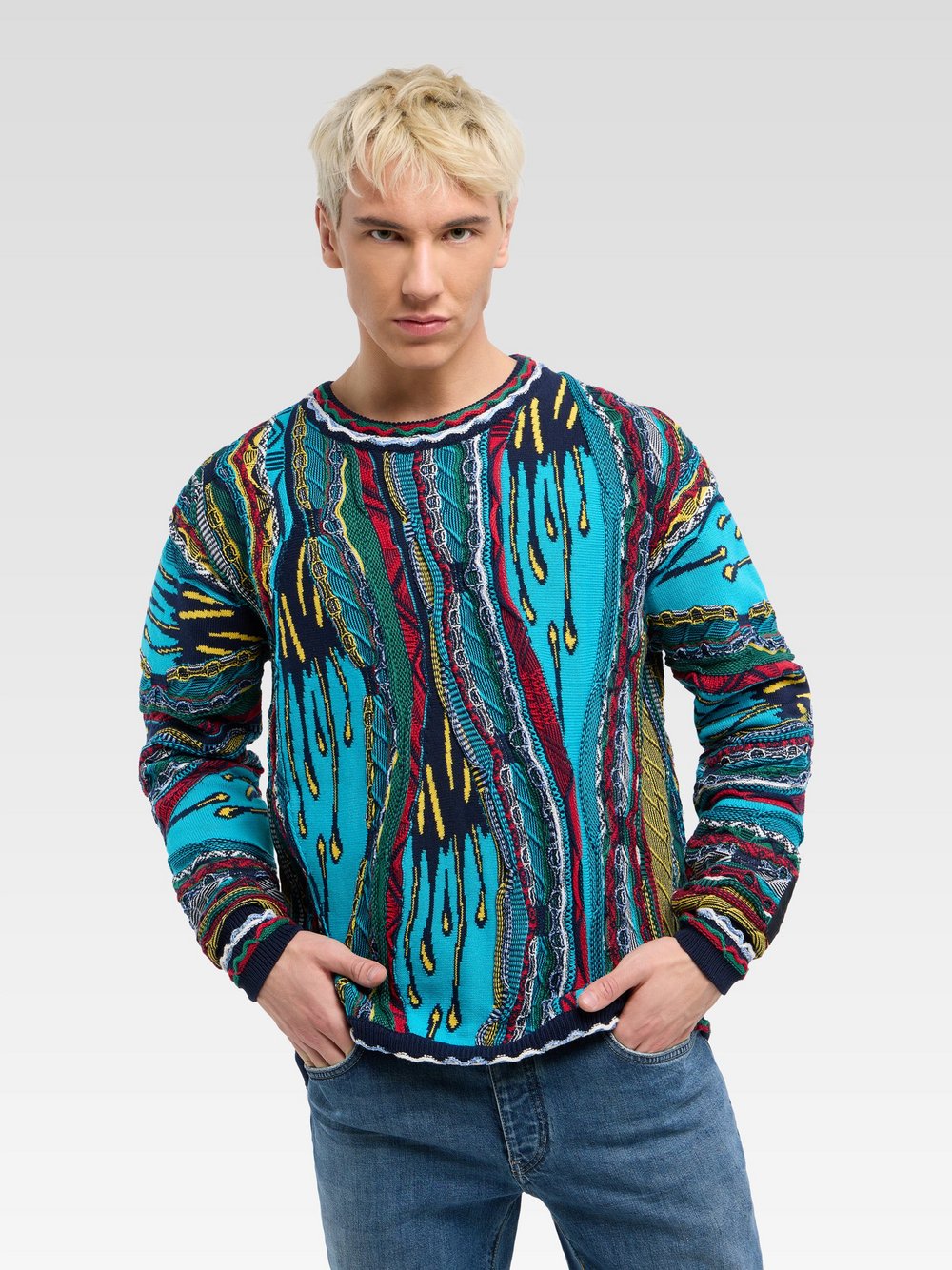 Thumbnail - Carlo Colucci Strickpullover  Herren Baumwolle mehrfarbig gemustert, M