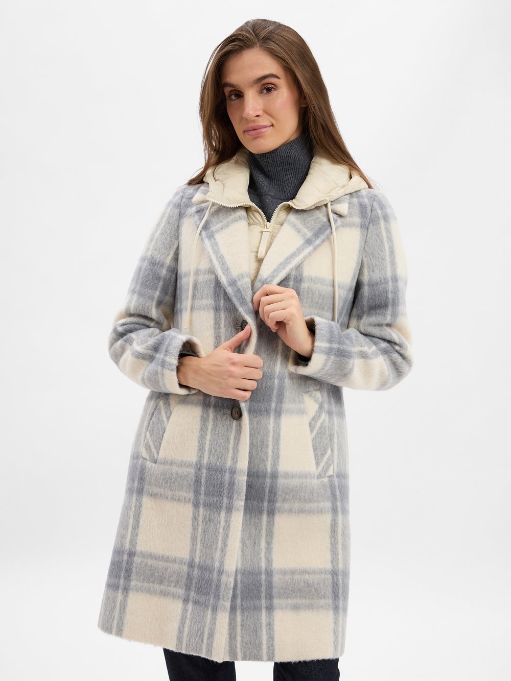 Thumbnail - comma casual identity Wollmantel Damen Wolle mehrfarbig kariert, 42