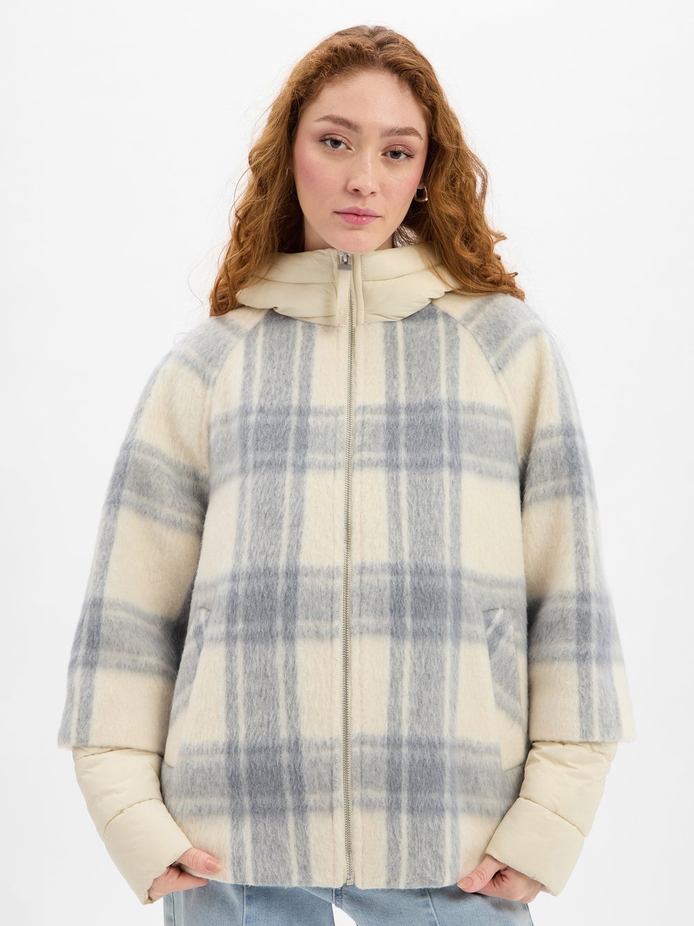 comma casual identity Wolljacke Damen Wolle mehrfarbig kariert, XS